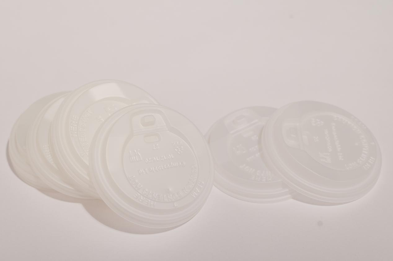 CPLA 90mm ডিসপোজেবল ফ্লিপ-টপ ন্যাচারাল কালার কাপ ঢাকনা